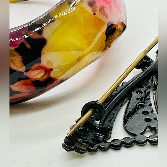 Vintage Butterfly Brooch and Rose Floral Bangle Bracelet - Picture 3 of 8